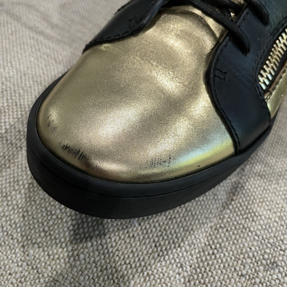 Giuseppe Zanotti Womens 38 7.5 8 Black Gold High-Top Sneakers W/ Zipper - Picture 12 of 15